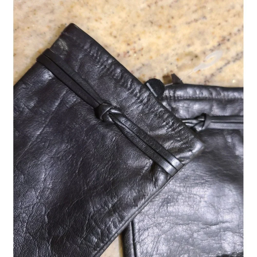 New! Size L Women's Black Leather Gloves 9.5